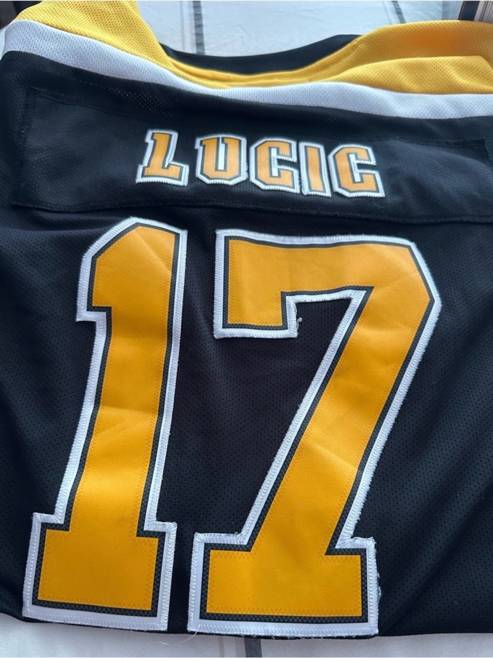 Reebok Black and Gold Boston Bruins Hockey Jersey